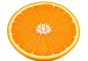 Closeup of a juicy orange slice, isolated on transparent background