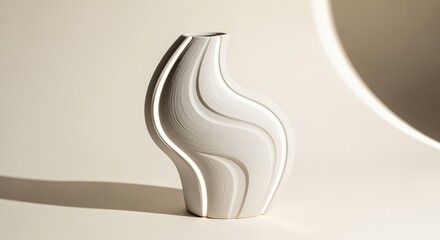 Sculptural White Ceramic Vase: A Study in Form and Light