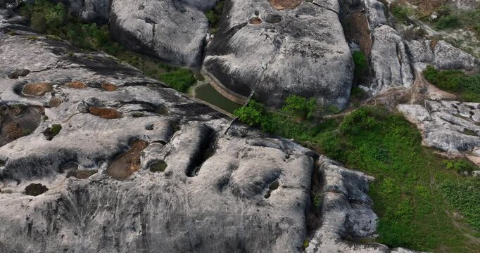 Rock Formation in Brazilian Jungle - High Angle Aerial View