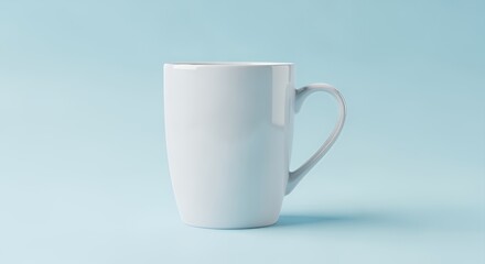 Fototapeta premium White Mug on a Light Blue Background: Minimalist Product Photography