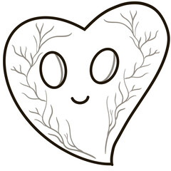 Halloween set with outlines of elements and characters. Group of object. Ghost, horror, celebration, witch, spider ,cemetery, skull, pumpkin, cauldron, for coloring pictures.	