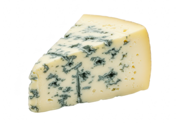 A wedge of blue cheese isolated on transparent background