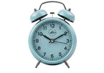Isolated Vintage Blue Alarm Clock with Cracked Texture