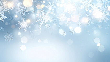 Frosty Blue Christmas Background with Snow Crystals