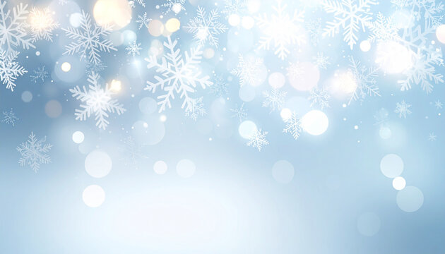 Frosty Blue Christmas Background with Snow Crystals