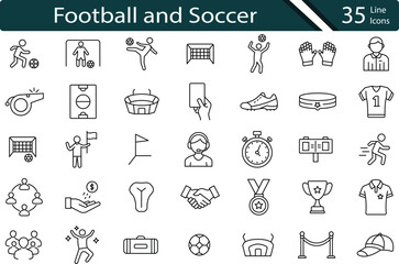 Ultimate Football and Soccer Icon Set for Sports, Training, and Match Design.