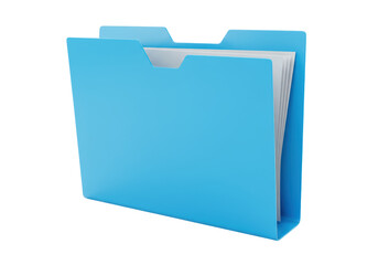 Isolated Blue Folder with Documents for Office Organization