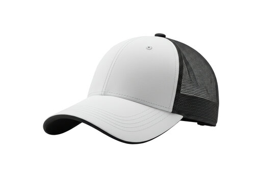 Isolated White and Black Mesh Baseball Cap