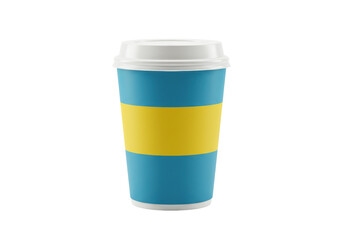 Isolated Blue and Yellow Takeaway Coffee Cup