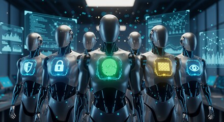 Futuristic Robot Security System: Advanced AI Guardians