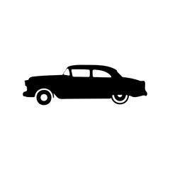 Fototapeta premium Silhouette of a classic mid1950s American car in solid black color