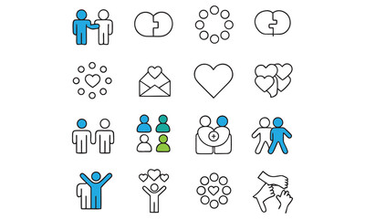 Friendship & Community Icon Pack Teamwork, Collaboration, Networking Line Art