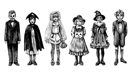 Vintage Halloween costumes from 1920s showcase artful designs and playful themes, capturing spirit of celebration and creativity
