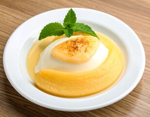 Creamy dessert with fruit topping