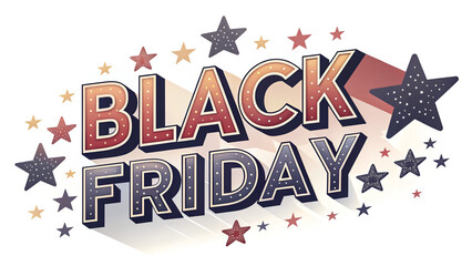 Black Friday Banner with Hand Drawn Text and Kid Style Illustration Sale Poster