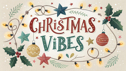Christmas Vibes Typography T-shirt Design Vector Illustration