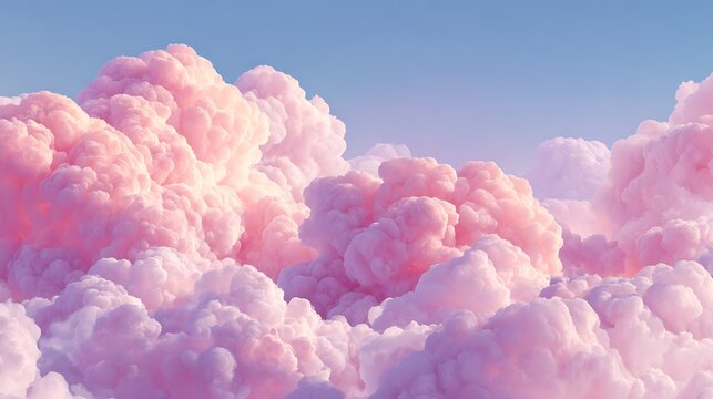 View of fluffy pink clouds against a blue sky day - Powered by Adobe