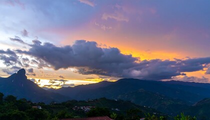 Obraz premium Mountain range sunset panorama