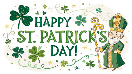 Happy St. Patrick’s Day Typography Design Isolated on White Transparent Background
