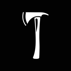 Wood axe vector illustration on dark background, great for forestry branding, lumberjack emblems, and minimalist survival icons.