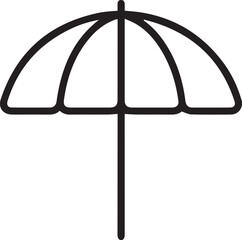 Simple black umbrella icon for weather forecasts, protection, or summer vibes, perfect for apps, websites, and print projects, scalable vector graphic