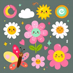 Cute spring design elements