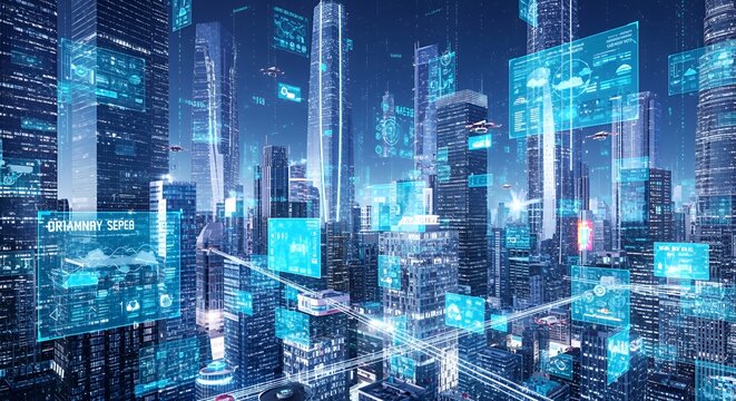Futuristic Cityscape: Smart City Technology and Innovation