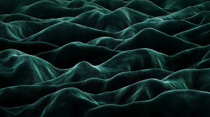 Green abstract silk background with smooth flowing waves