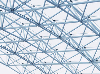 Obraz premium Architecture details Modern building White Metal Structure Steel frame Pattern Roof Construction