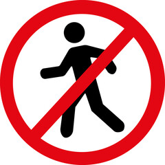 No pedestrian walking symbol restricted area illustration