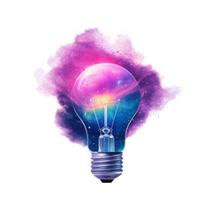 Colorful galaxy light bulb illustration