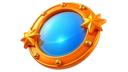 Golden frame with blue center and star accents