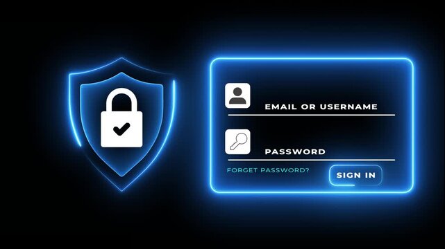 Cybersecurity, Secure Login System concept on the transparent background.  user accessing password on secure login for data privacy, identity protection. Motion graphics of secure login idea. 4k video