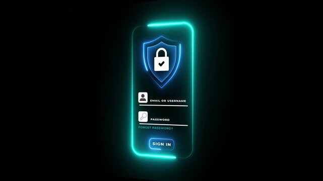 Cybersecurity, Secure Login System concept on the transparent background.  user accessing password on secure login for data privacy, identity protection. Motion graphics of secure login idea. 4k video