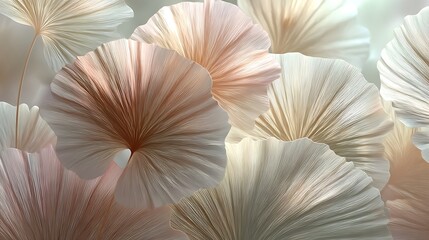Abstract fan shaped petals in pastel color scheme