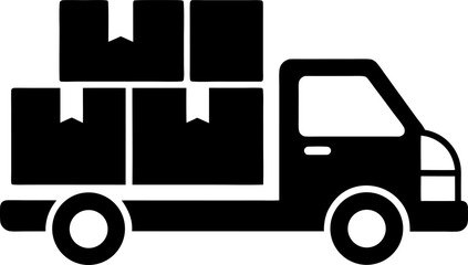 A Moving Truck with Boxes Simple Graphic Symbol