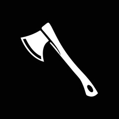 Clean axe vector icon design on black background, great for outdoor branding, hunting badges, forestry logos, and camping illustrations.