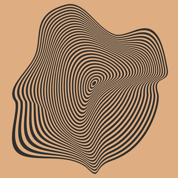 Psychedelic Warped Lines Optical Illusion Texture. Abstract Geometric Background Vector Design. Black and White Modern Pattern Op Art&nbsp;Illustration.