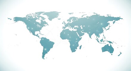 Global world map with cool blue tones showing continents and oceans