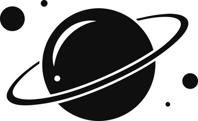 Fototapeta premium Planet with Orbit Silhouette Vector Illustration Black