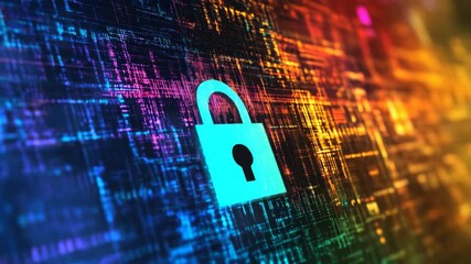 Futuristic digital padlock symbolizing cybersecurity and data encryption
- Powered by Adobe