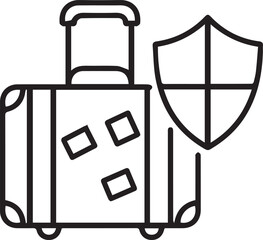 Protect your trip with travel insurance icon, ensuring secure vacations and peaceful holidays, originally a scalable vector graphic for easy customization