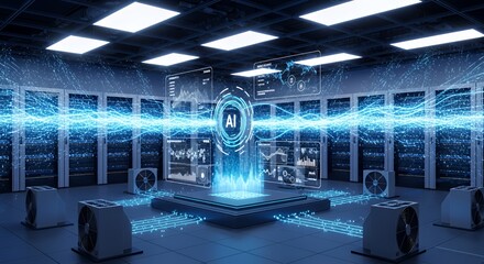 AI Data Center:  Artificial Intelligence and Server Room