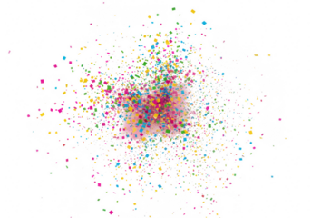 Colorful explosion of powder paint and confetti isolated on transparent background, abstract vibrant burst of colors, perfect for festive celebrations and creative designs