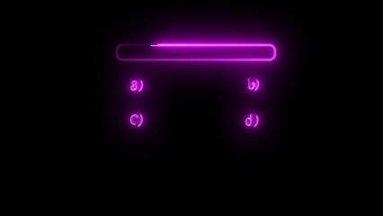 Neon purple question box with multiple choice options