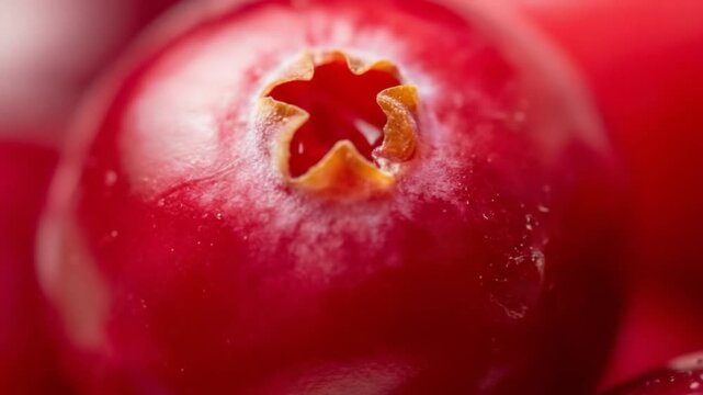 Close-up cranberry composition with vibrant color, revealing intricate surface and texture of