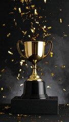 Gold Trophy Confetti Celebration Studio