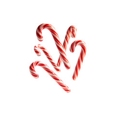 Obraz premium Five red and white candy canes arranged together in mid-air