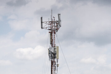 Global 5G network infrastructure, high-speed wireless communication tower.
