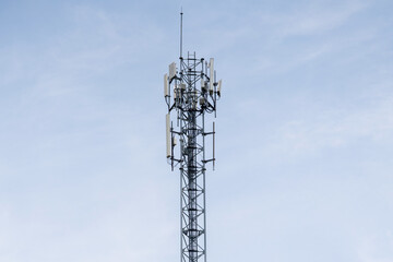 Global 5G network infrastructure, high-speed wireless communication tower.